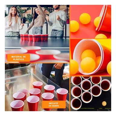 SET DIVERTIDO PING PONG RYBIU DE29547 FIESTA CON VASOS Y PELOTAS - 5