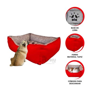CAMA PERROS MA31036 RYBIU COMODA TALLA M EN COLOR ROJO + PAPEL DE REGALO