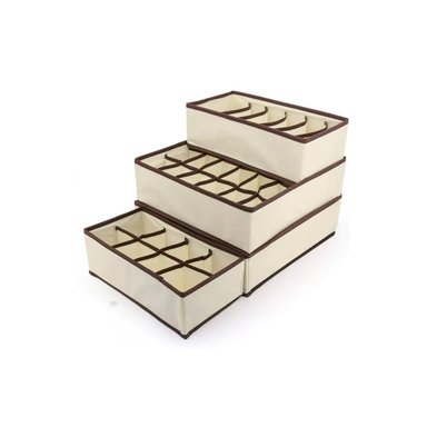 SET RYBIU HO32145 4 PIEZAS DE ORGANIZACION PARA CALCETINES BEIGE + PAPEL DE REGALO