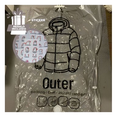 BOLSA RYBIU HO32147 DE COMPRESION DE ROPA EN TONO TRANSPARENTE Y + STICKERS