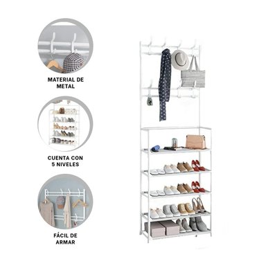 PORTAZAPATO VERTICAL ORGANIZADOR PARA CLOSET 5 NIVELES BLANCO - 3