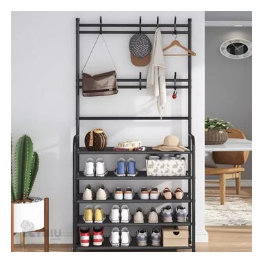 ZAPATERA RYBIU CURVO NEGRO CON PERCHERO + REGALO AGENDITA