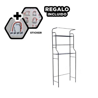 ESTANTE RYBIU HO32097 NEGRO MULTIFUNCIONAL BAÑO + REGALO STICKERS