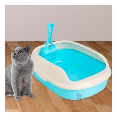 ARENERO GATO RYBIU MA30898 ABIERTO CON BANDEJA EXTRAÍBLE COLOR ROSADO ERGONOMICO CELESTE