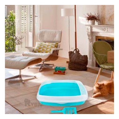 ARENERO GATO RYBIU MA30898 ERGONOMICO CON ESTRUCTURA DESMONTABLE PET ROSADO + AGENDITA COLOR CELESTE