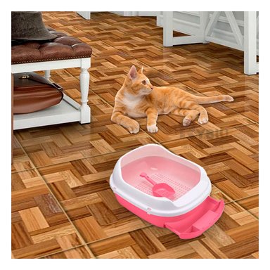 ARENERO GATO RYBIU MA30897 CON ESTRUCTURA DESMONTABLE PET ROSADO + AGENDITA