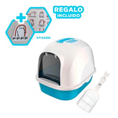 ARENERO GATO RYBIU MA30912 RESISTENTE COLOR CELESTE + STICKERS