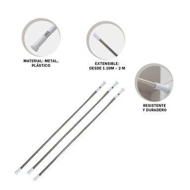ELEMENTO AJUSTABLE PARA DUCHA DURABLE Y FACIL DE USAR PLOMO 1,10M A 2,0M - 3
