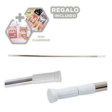 TUBO CORTINA RYBIU HO30832 ACCESORIOS BAÑO GRIS DURADERO 1.40M A 2.60M PLOMO + REGALO AGENDITA