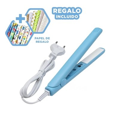 PLANCHA RYBIU BE30319 PORTATIL MINI CABELLO CELESTE + PAPEL REGALO