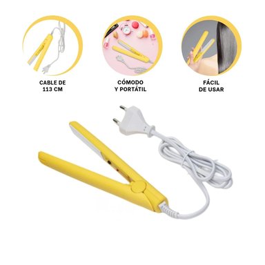 PLANCHA RYBIU BE30317 PORTATIL MINI CABELLO AMARILLO + PAPEL REGALO - 3