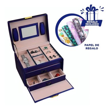 ORGANIZADOR JOYAS RYBIU BE30328 AZUL CON ESPEJO DE Y PAPEL DE REGALO