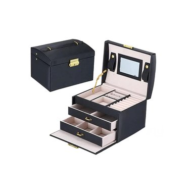 ORGANIZADOR DE JOYAS RYBIU BE30331 CUERO SINTETICO NEGRO TRES NIVELES