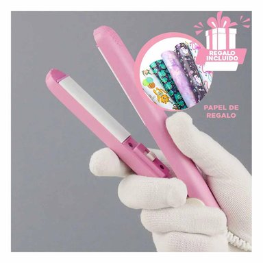PLANCHA RYBIU BE30321 PORTATIL MINI CABELLO ROSADO + PAPEL REGALO