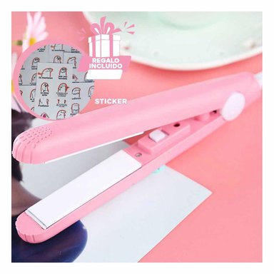 PLANCHA RYBIU BE30321 RESISTENTE ALISADOR MINI ROSADO + REGALO STICKERS
