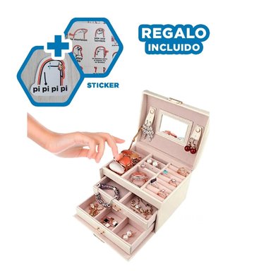 JOYERO RYBIU BE30329 BLANCO CON COMPARTIMIENTOS Y STICKERS