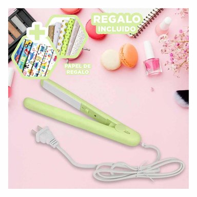 PLANCHA RYBIU BE30322 PORTATIL MINI CABELLO VERDE + PAPEL REGALO
