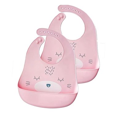 BABERO RYBIU ROSADO SILICONA INFANTIL + PAPEL REGALO