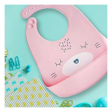 BABERO RYBIU ROSADO SILICONA INFANTIL + PAPEL REGALO - 2