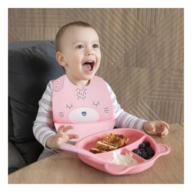 BABERO RYBIU ROSADO SILICONA INFANTIL + PAPEL REGALO - 5