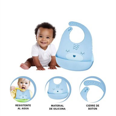 BABERO RYBIU BE32157 RESISTENTE AL AGUA + STICKERS CELESTE - 6