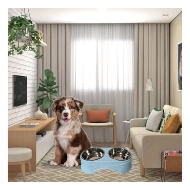 COMEDERO ACERO INOXIDABLE PERRO PC120 MASCOTA DOBLE CELESTE + STICKERS RYBIU - 5