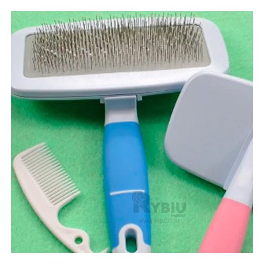 CEPILLO PERRO Y GATO DE AGUJAS SUAVE RYBIU PP10L CELESTE + PAPEL DE REGALO