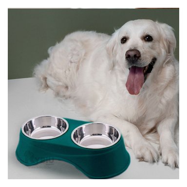 COMEDERO ACERO INOXIDABLE PERRO Y GATO PC120 MASCOTA VERDE OSCURO Y AGENDITA RYBIU