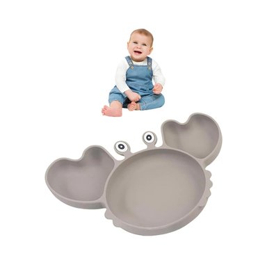 PLATO RYBIU MINI CANGREJO BE32155 GRIS PLATEADO MATE VENTOSA + STICKERS