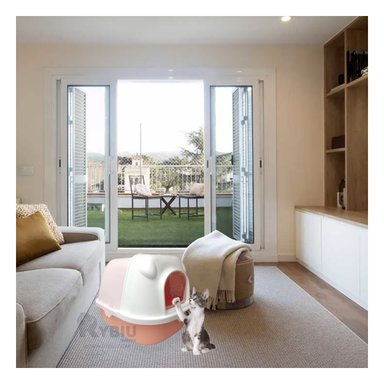 ARENERO GATO RYBIU MA30040 CERRADO CON OREJITAS Y PALA CERNIDORA ROSADO NARANJA