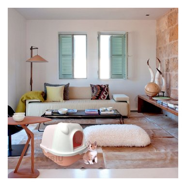 ARENERO GATO RYBIU MA30040 CON TAPA Y PALA COLOR NARANJA + PAPEL REGALO