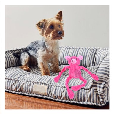 PELUCHE PERRO MA30036 RYBIU DE TEXTURA SUAVE ROSADO Y STICKERS