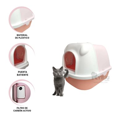 ARENERO GATO RYBIU MA30040 PARA INTERIORES DE CASA CON CUBIERTA Y PALA ROSADO Y NARANJA + AGENDITA - 2