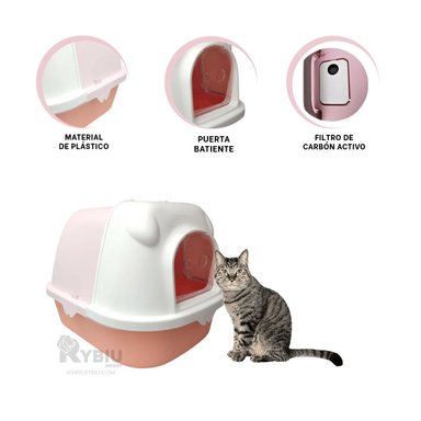 ARENERO GATO RYBIU MA30040 PARA INTERIORES DE CASA CON CUBIERTA Y PALA ROSADO Y NARANJA + AGENDITA - 3