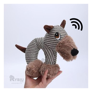 PELUCHE PERRO MA30070 RYBIU CON MECANISMO DE SONIDO BEIGE Y MARRON Y STICKERS