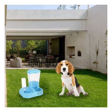 DISPENSADOR PERRO Y GATO MA29660 AGUA Y COMIDA AUTOMÁTICO CELESTE RYBIU