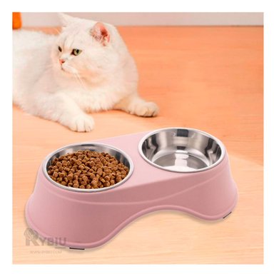 COMEDERO ACERO INOXIDABLE PERRO Y GATO PC120 MASCOTA COLOR ROSADO Y AGENDITA RYBIU