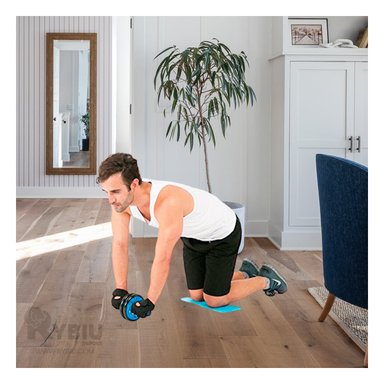 RUEDA ABDOMINAL RYBIU DE30656 DOBLE CON TAPETE CELESTE