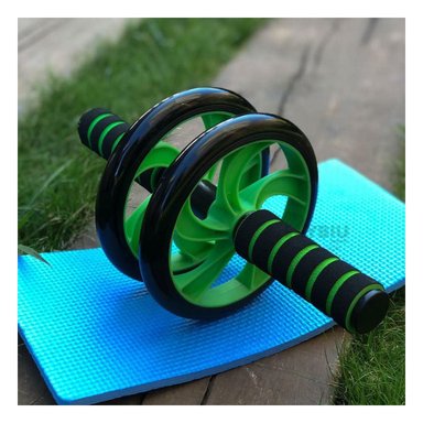 RUEDA ABDOMINAL RYBIU DE30657 DOBLE CON TAPETE VERDE