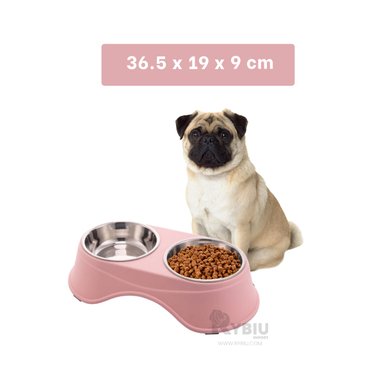 COMEDERO ACERO INOXIDABLE PERRO Y GATO PC120 DOBLE COLOR ROSADO Y STICKERS RYBIU - 5