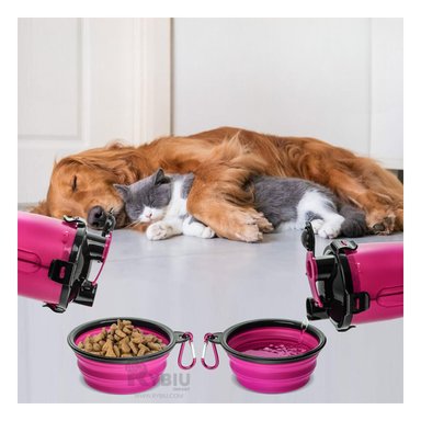 BEBEDERO PERRO Y GATO MA29627 PORTÁTIL MASCOTA COLOR ROSADO RYBIU