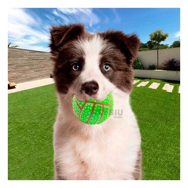 PELOTA CAUCHO PERROS MA29646 RYBIU A RAYAS CON RELIEVE Y SONIDO TONO VERDE