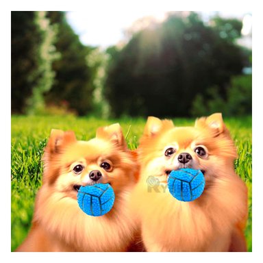 PELOTA PERROS MA29647 RYBIU RESISTENTE CON SONIDO EN TONO AZUL +PAPEL DE REGALO