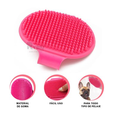 PEINE PERRO Y GATO RYBIU MA29127 ERGONOMICO DURADERO ROSADO + STICKERS