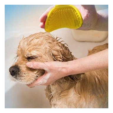 PEINE PERRO Y GATO RYBIU MA29128 OVAL PARA MANO UTIL AMARILLO + PAPEL DE REGALO