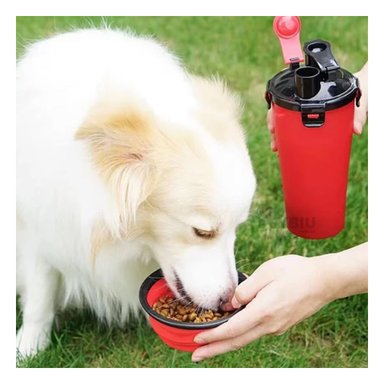 BEBEDERO PERRO Y GATO MA29629 PLATO PLEGABLE TONO ROJO Y STICKERS RYBIU