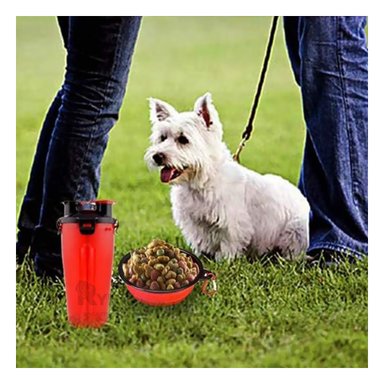 BEBEDERO PERRO Y GATO MA29629 PORTÁTIL PLATO PLEGABLE COLOR ROJO RYBIU