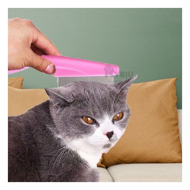 PEINE PERRO Y GATO RYBIU FINO COMPACTO ROSADO + PAPEL REGALO