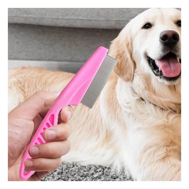 PEINE PERRO Y GATO RYBIU FINO COMPACTO ROSADO + PAPEL REGALO - 2