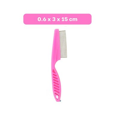PEINE PERRO Y GATO RYBIU FINO COMPACTO ROSADO + PAPEL REGALO - 4